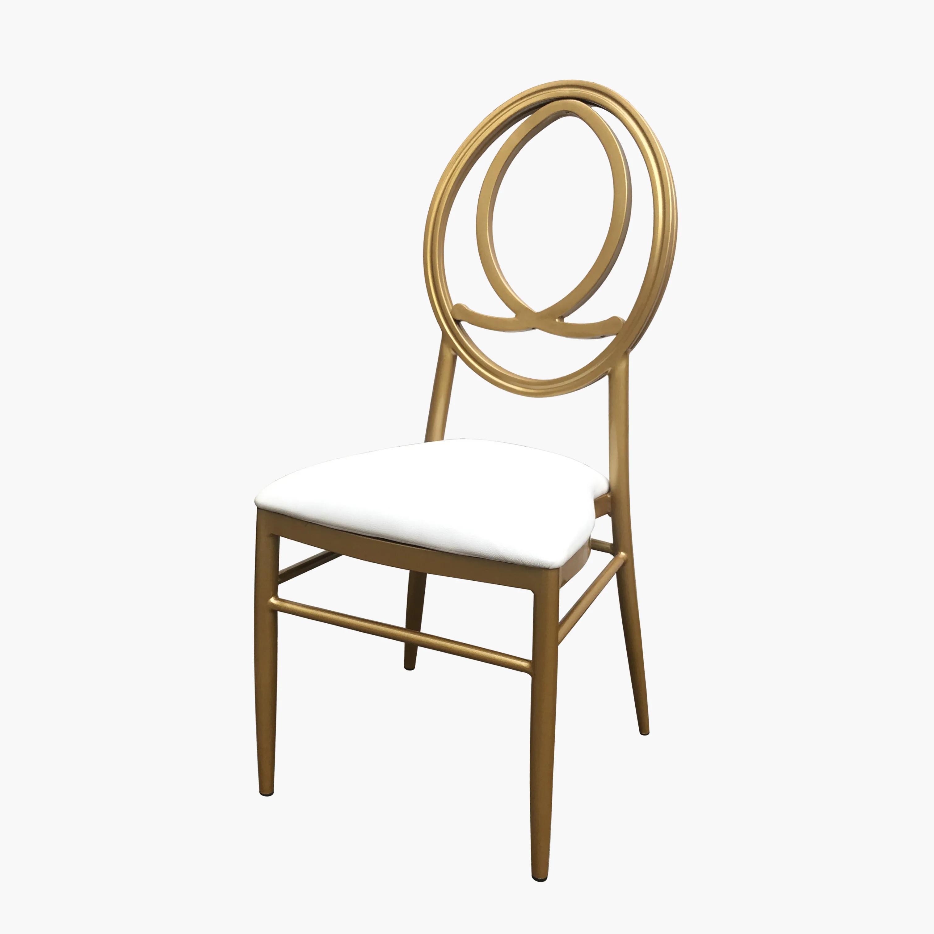 Stackable Phoenix chair for modern wedding events in aluminum alloy with cushion