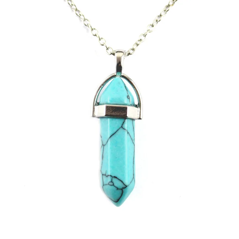 Natural Crystal Quartz Stone Hexagonal Column Pendant Spirit Pendulum Power Stone Natural Stone Necklace Bullet Pendant