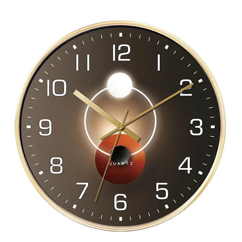 Promotional 12 Inch Plastic Wall Clock Golden Frame Customized Dial Silent Modern Classic Quartz Round Custom Clocks