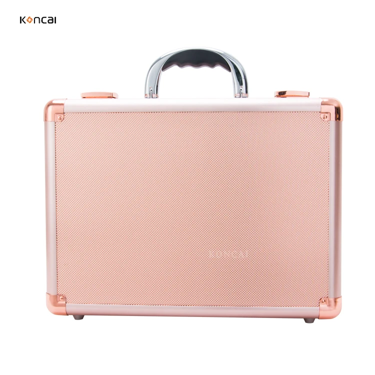 FAMA factory KONCAI  Hot Selling Portable Rolling Studio Case LED Lighted, makeup kit box rose gold  makeup case with light