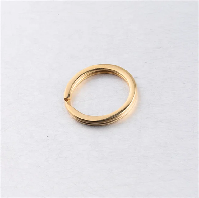 Yiwu Aceon Jewelry Stainless Steel Hand Polished Mirror Shinny Flat Wire Double Layer Key Chain DIY Making Split Key Ring