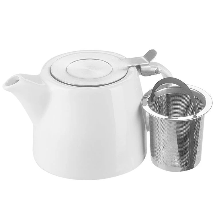 18oz Custom Design Ceramic Teapot with Stainless Steel Infuser