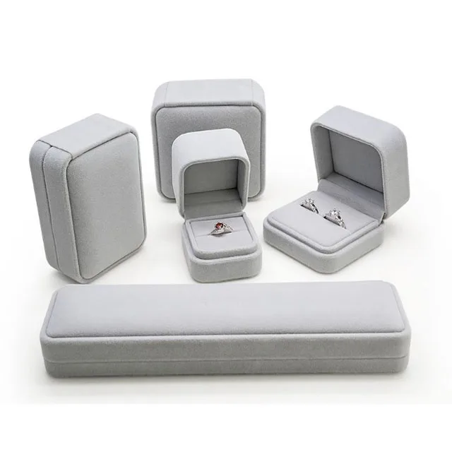 Wholesale velvet Jewelry Box customized Bracelet Necklace Earring Ring Box Jewelry Packaging Box