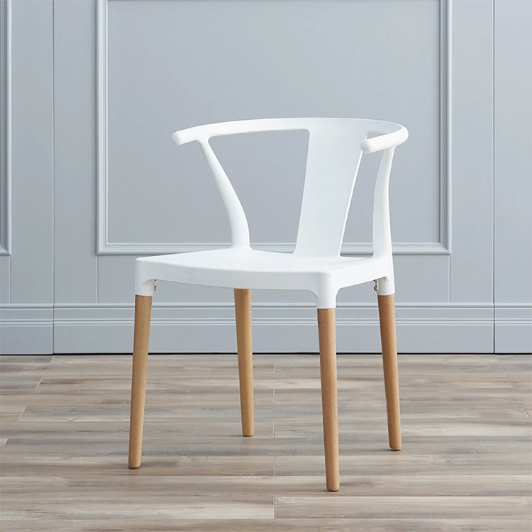 China factory plastic Polypropylene single seat Cheap Beech Wood Legs chair stacking packing outdoor chair