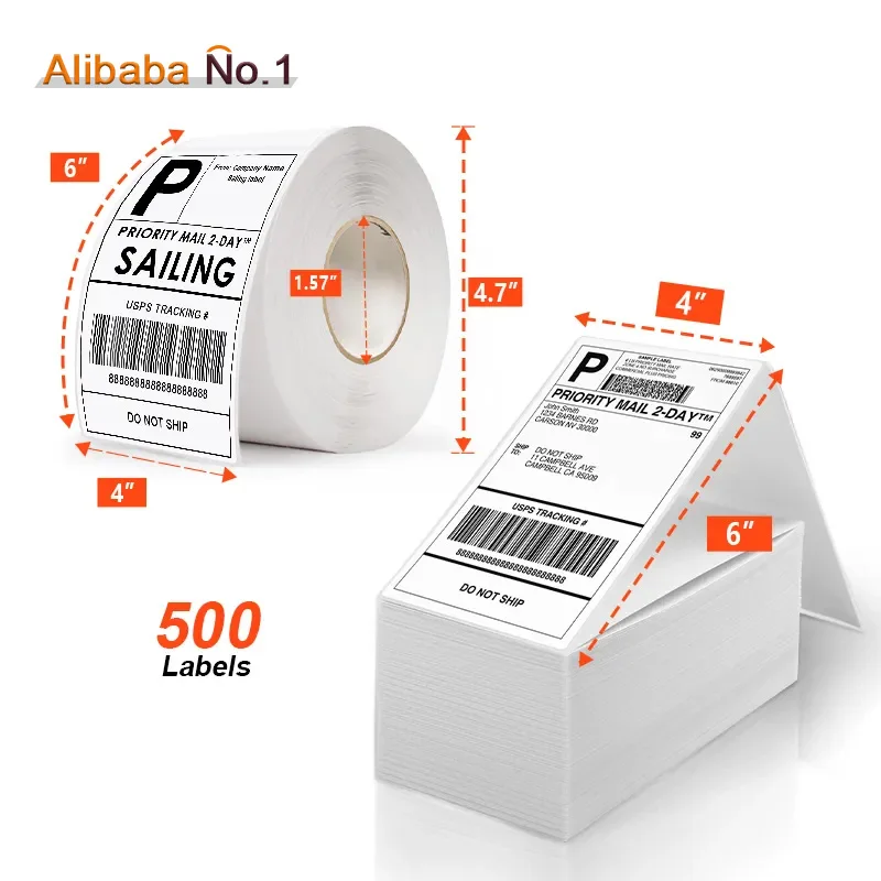 Jumbo yellow back color circle packaging roll for custom barcode and logistics uses thermal label