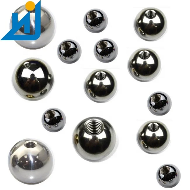 China manufacturer different size drilled Zin Plated steel balls with hole Threaded Steel Balls 20mm M4 M5 M6