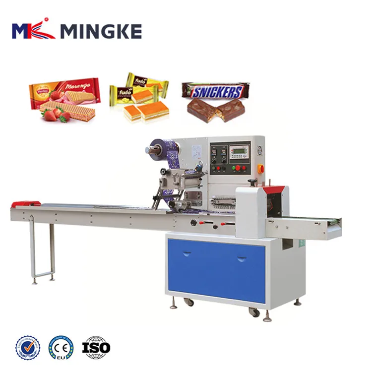 Low price flow pack rice cake horizontal energy bar chocolate packing machines