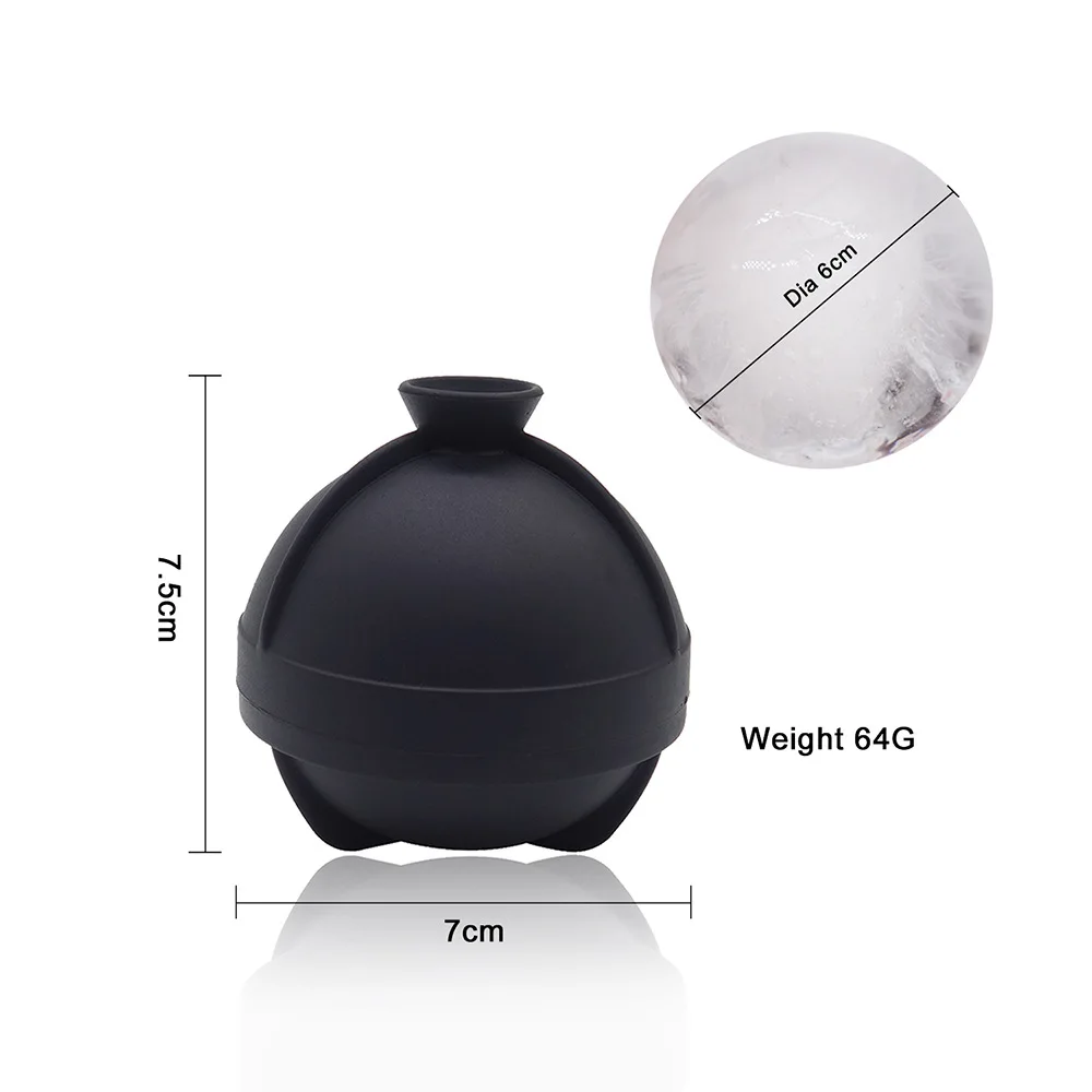 6cm Whiskey Round Silicone Ice Maker Can Customized logo Large Ball with Funnel and Lid for Home Use