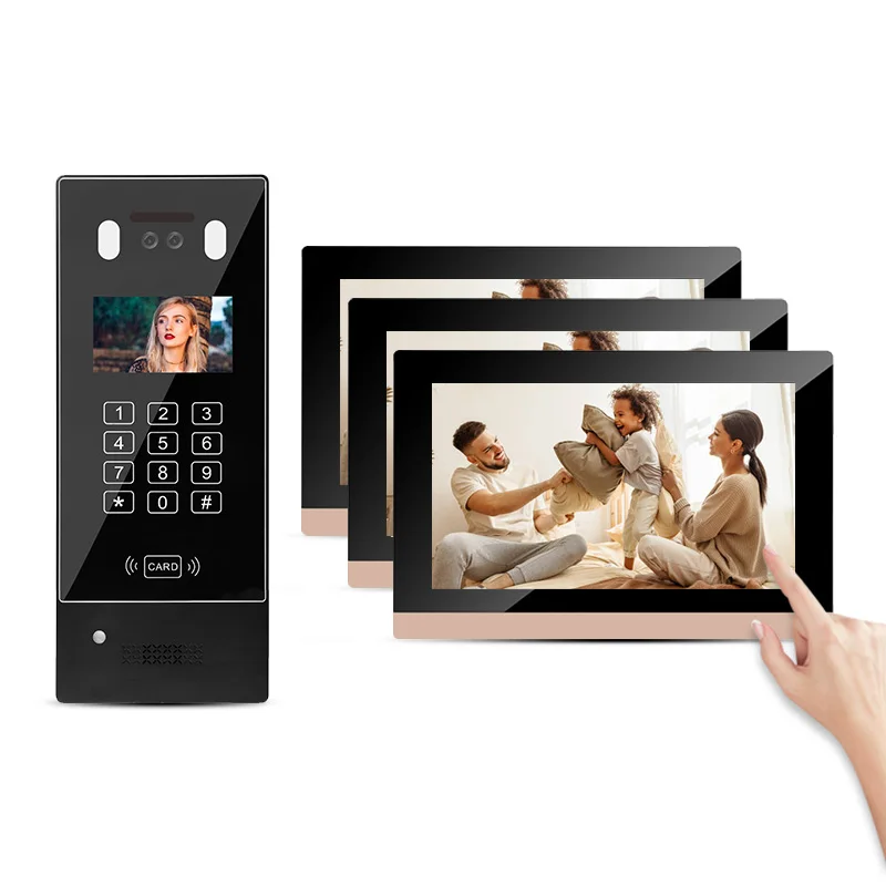 OEM/ODM 10 inch big lcd touch panel for intercom with HD1080P camera gold and black color video door phone system