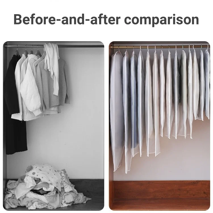 Promotional Custom Logo Household Transparent Dust proof Bulk Suit Cover Clothes Protector EVA Clear Garment Bags