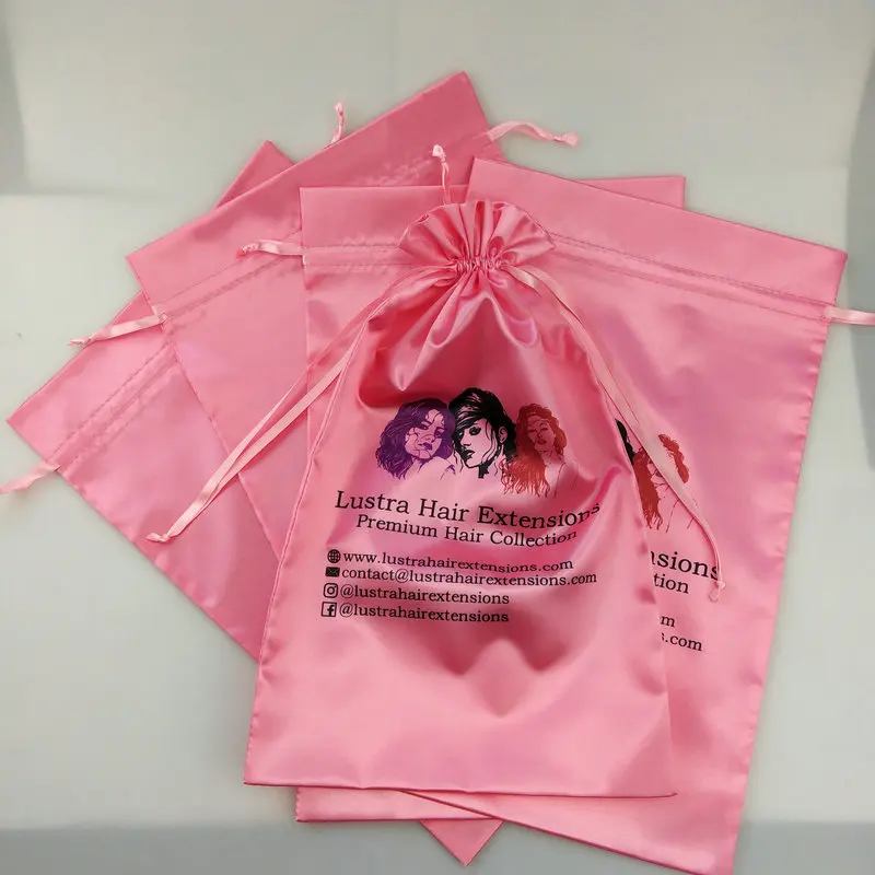 Silk satin hair extension packaging 3 bundles hair satin bag pouch bags
