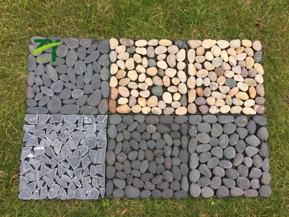 Interlocking Stone Deck Tiles Origin from China, Cheap rate deck tiles pebble stone materials, floor tiles square stone tiles