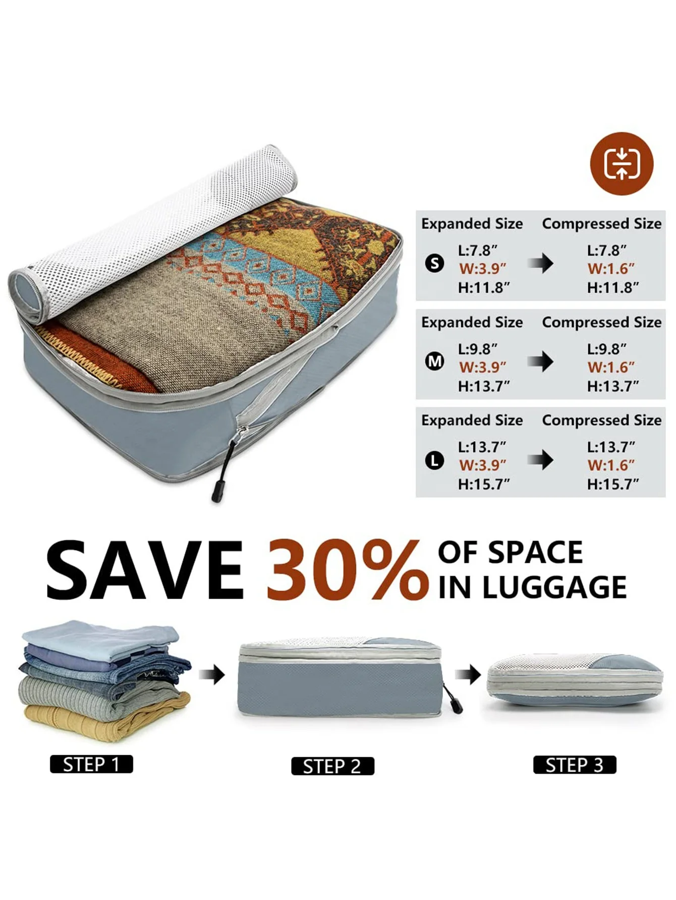 7Set Packing Cubes for Travel Luggage Organizer Kits Compression Packing Cubes Luggage Cubes