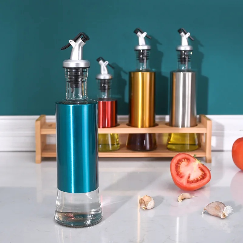 Modern Colorful Olive Oil Dispenser Storage Jars  Easy Cleaning Clear Glass Oil Bottle Jar Cooking Oil Tool