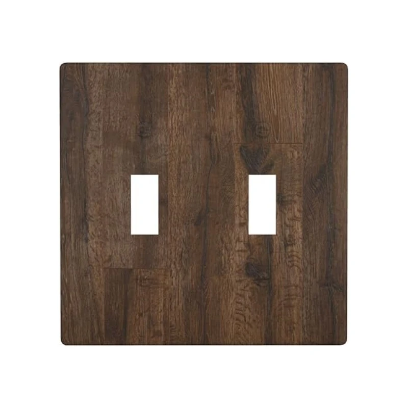 High Quality Light Brown Wood Grain Plastic Wall Plates Double Toggle Light Switch Cover Decorative Switch Plates