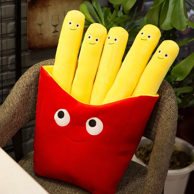 Creative Simulation Fries Plush Dolls Festival Decor Sofa Pillow Cushion French Fries Soft Chips Food Plush Toy