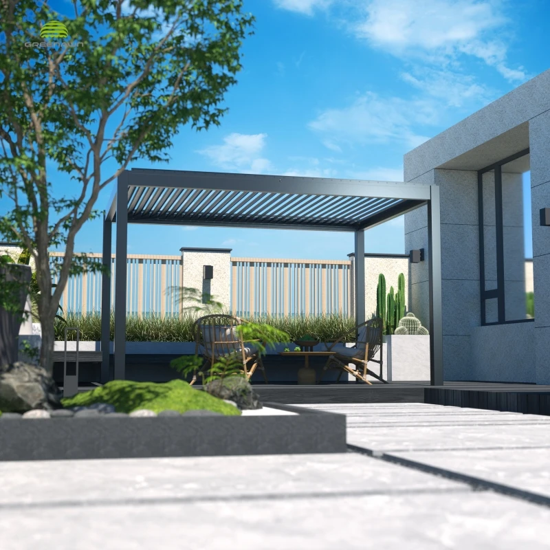 Motorized adjustable waterproof automatic roof system louve pergola aluminium