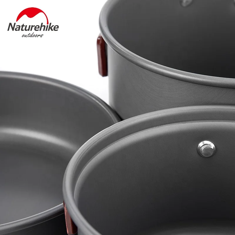 Naturehike Outdoor Tableware Hiking  Camping Cookware Set 4 in 1 Picnic  2-3 preson camping cooking set