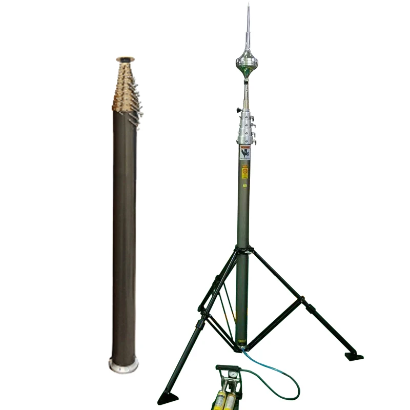 5m 150kgs top loading pneumatic military antenna ham radio mast video
