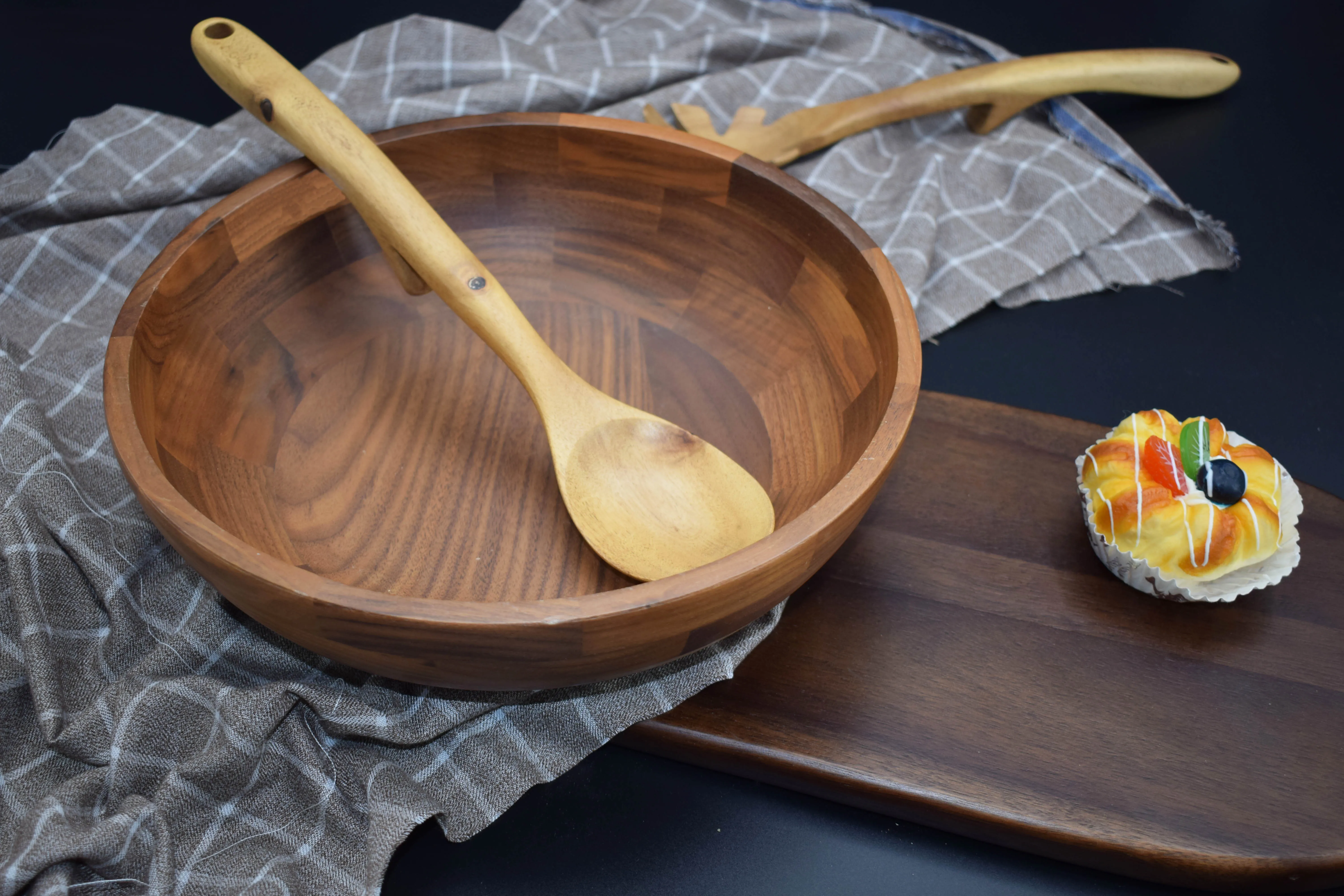 Simple Unique Natural Smooth Round Salad Mixing Rice Solid Food Noodle Serving Bowls