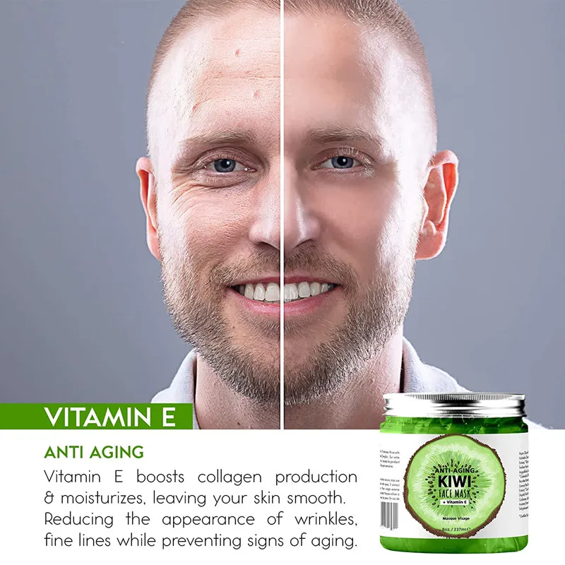 OEM Hydrating Moisturizing Anti Aging Anti Wrinkle Organic Kiwi & Cucumber Vegan Gel Mask with Jelly for Face Damage Skin Care