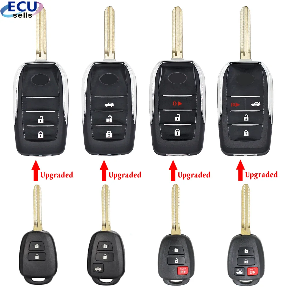 2/3/4 buttons Upgraded flip Remote key shell case fob for TOYOTA Avalon Corolla Camry Prius RAV4 Auris Hilux Land Cruiser TOY43