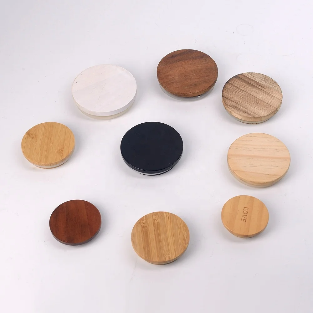 wooden packaging 50g 100g 150g 180g 200g 300g candle jar bamboo lid empty glass candle jar wooden lid