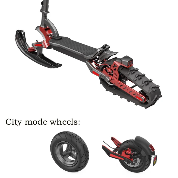 2024 Popular Large Power 2000 Watt 48V Snow Scooter Chinese Snowmobile Winter Electric Snow Scooter DIY to City Two Wheels Mode