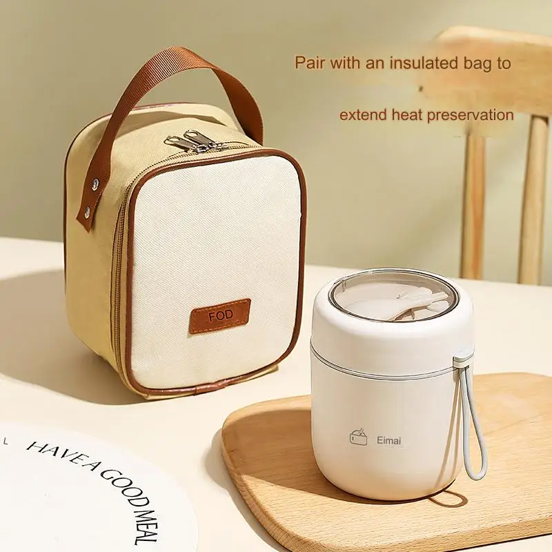 Large Capacity Porridge Soup Breakfast Cup Food Jar Flask Thermal Insulated Stainless Steel Lunch Box for Kids with Spoon