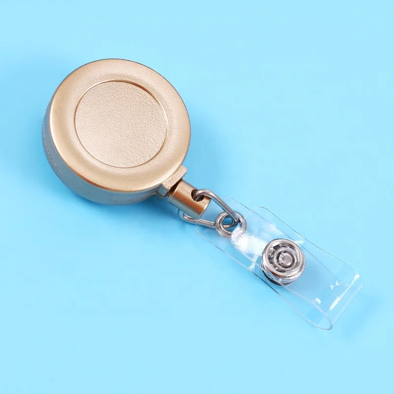 Custom Metal Like Spray Paint Plastic Retractable Badge Glitter Blank Medical Student Round Shaped Yoyo ID Card Holder Clip