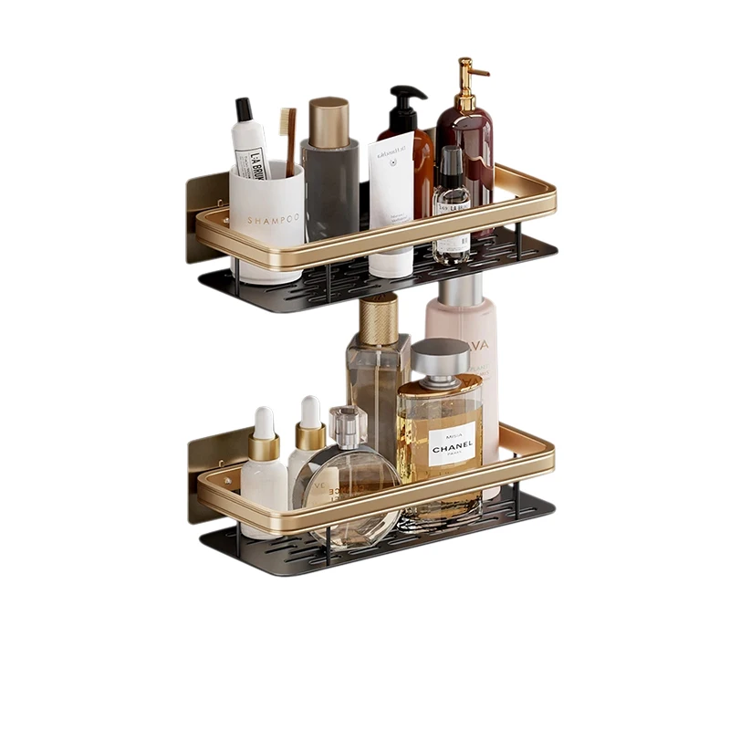 shower caddy bathroom shelf free drilling 2-pack storage rack wall bathroom shelves space aluminum bathroom tripod shelf