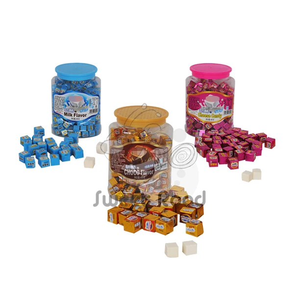 China Wholesale Milk chocolate yogurt cola orange blueberry guava pineapple Flavour Cube Milk  Soft Candy Sweets Manufacturer