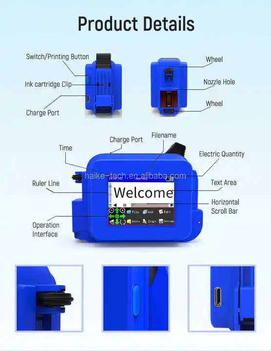 Hand Held Machine Jet Handjet Portable Printing Eggs Batch Coding Handled Helix Rotary Ink Balloon Cardboard Gun Inkjet Printer