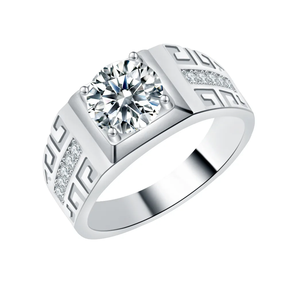 Мужское кольцо из серебра 925 пробы 1 карат VVS D Moissanite