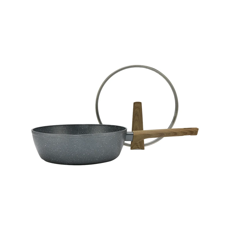 Commercial Kitchen Wok Non-stick Induction Bottom 28cm Metal Wok with Wooden Handle