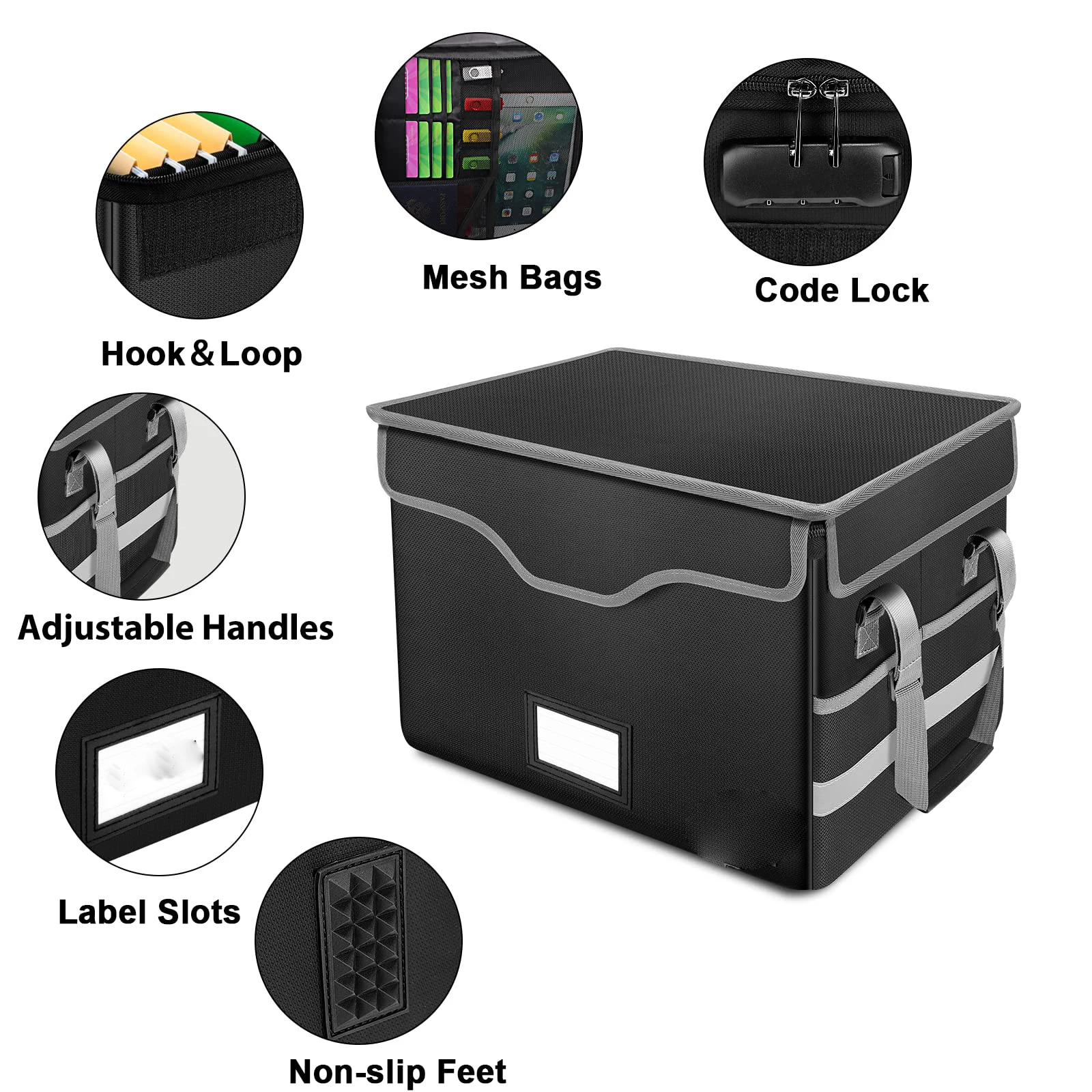 New Custom Filling Office File Car Safe Collapsible Organizer Storage Fireproof Document Box