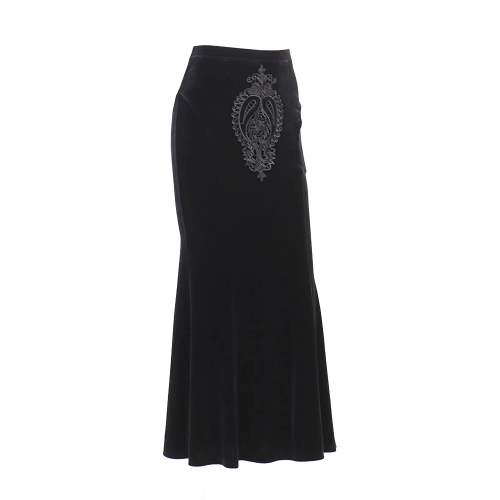 2022 Autumn Vintage Lace Fashion Velvet Skirt WGS002 Y2K Gothic Punk Elegant Sexy Black Mermaid Long Womens Goth Clothing
