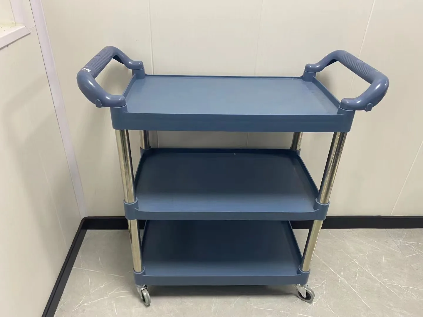 Factory 3-layer Kitchen Trolley Plastic & stainless steel Restaurant Service Trolley Food Serving Storage Trolley cart