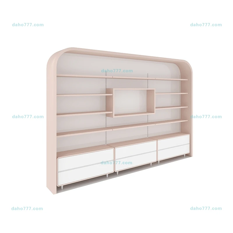 Clear Decoration Wooden Shelf Cosmetic Display For Shop Supermarket Retail Stores Shopping Mall Duty Customized Display Rack