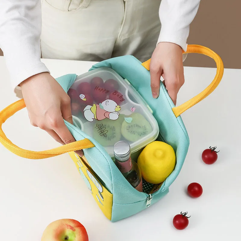 Cartoon Cute Animals Insulation Kids Lunch Cooler Bag Waterproof Oxford Cloth Food Thermal Bag Portable for School Picnic
