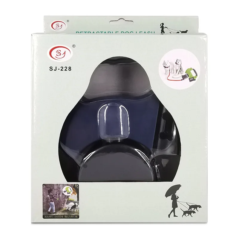 Двойной выдвижной и усиленный с нескользящей ручкой для собак со светодиодной подсветкой контейнером мусора прогулок 2