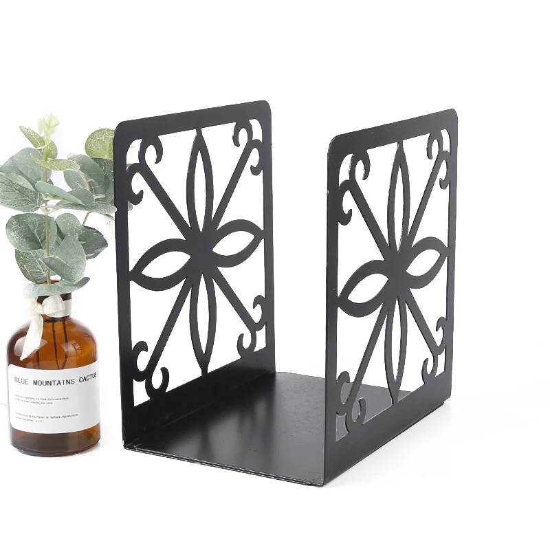 Металлические наконечники для книг, черные, 1 пара, подставки для книг, подставка для книжной полки для дома и школьная декоративная Черная с силовым покрытием
