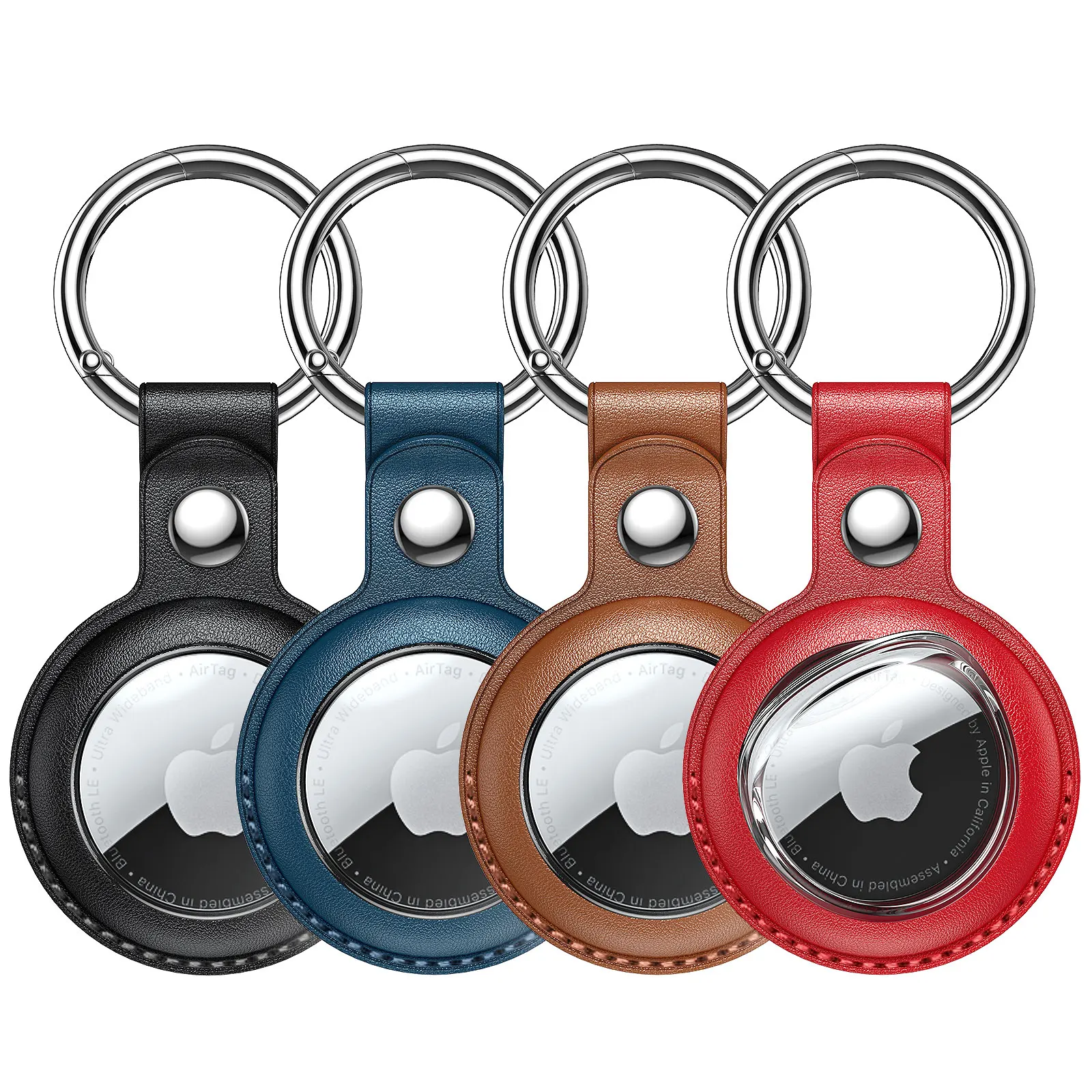 LeYi GPS Wallet tracker holder Elderly Protective PU Leather 360 Full Body 4 pack tracking Keychain cases for Apple Airtag case