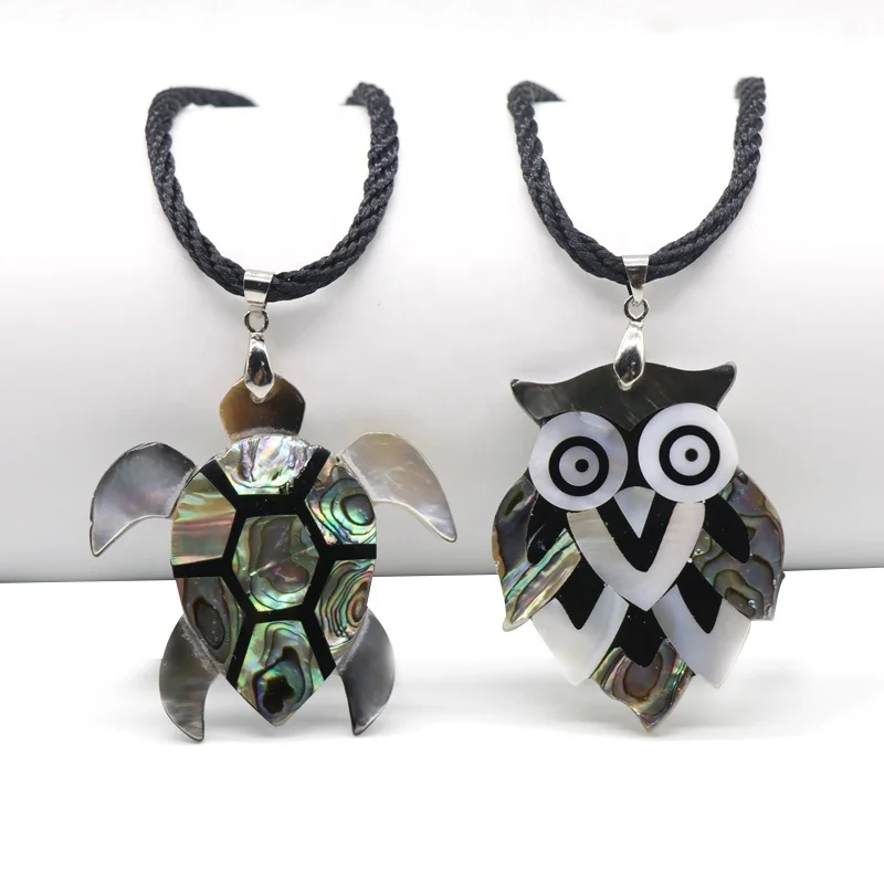 animal Pendant Owl Necklace Abalone Shell White Shell Stitching Animal Pendant Necklace