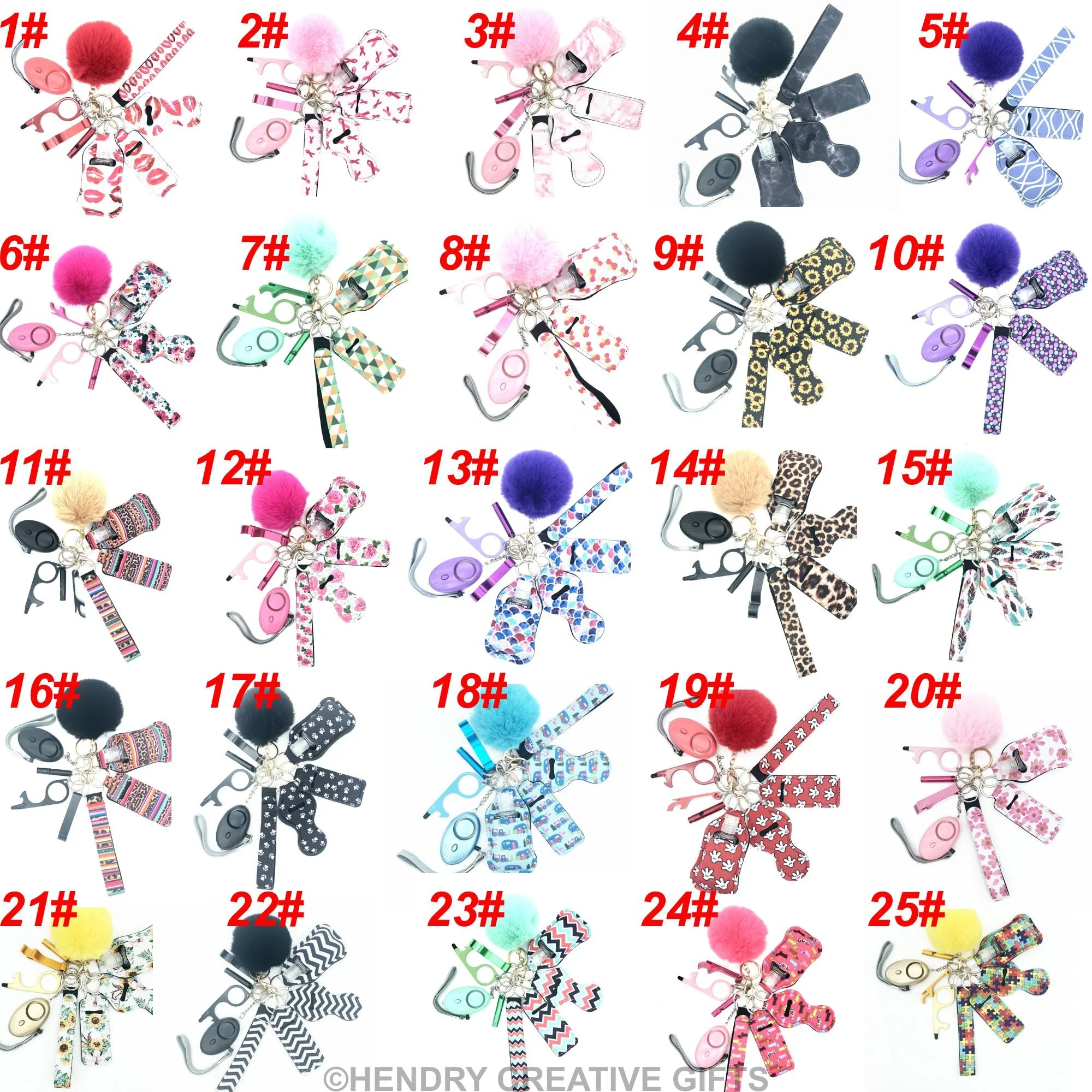 Supply Rhinestone Plastic Spray Bottle Products Bulk Women Safety Keychain Set Accessories Alloy Wholesale Self Defense keychain