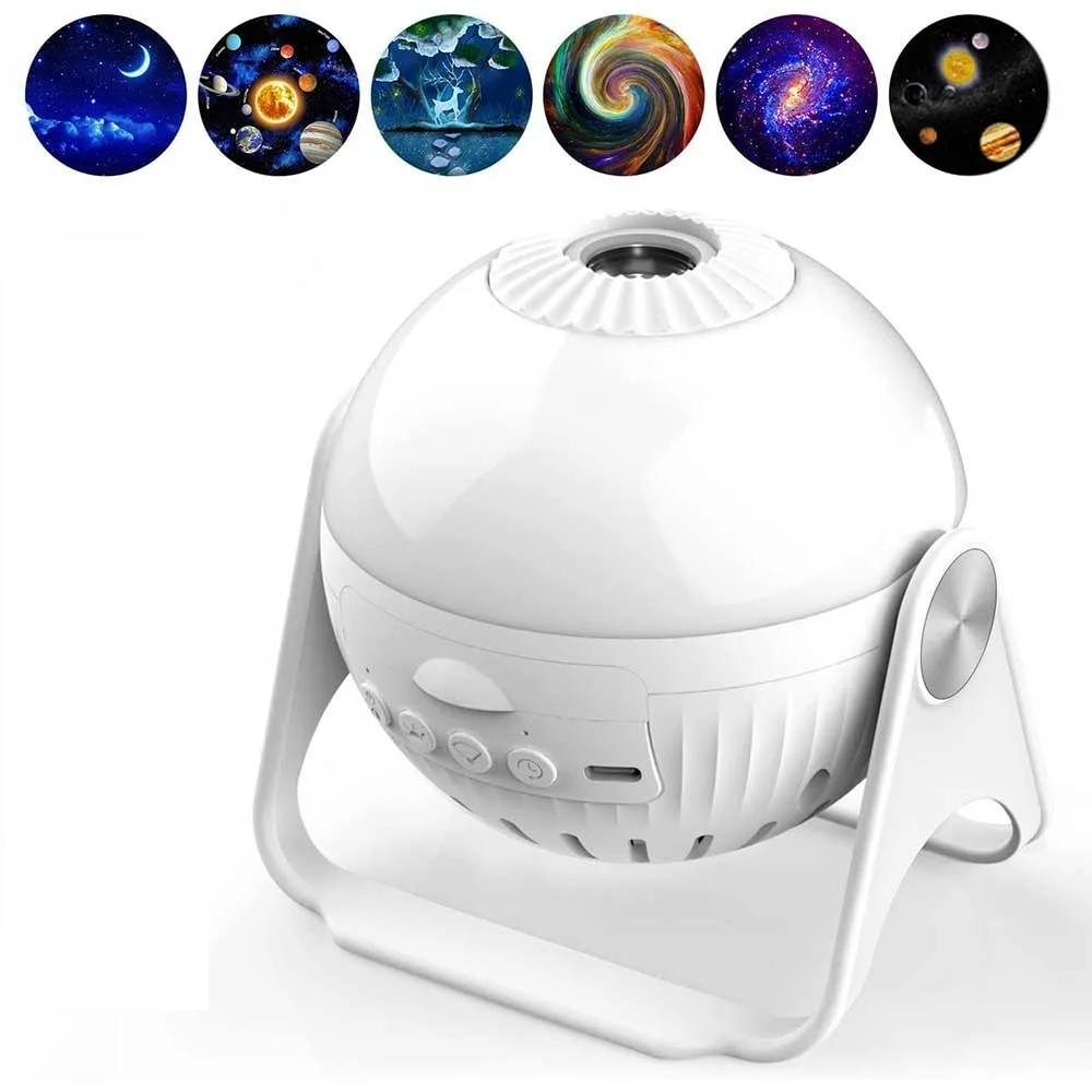Galaxy Projector Night Light 7 in 1 Projection Star Projector with Aurora Constellation Planets 360 Rotating Focusable Lamp