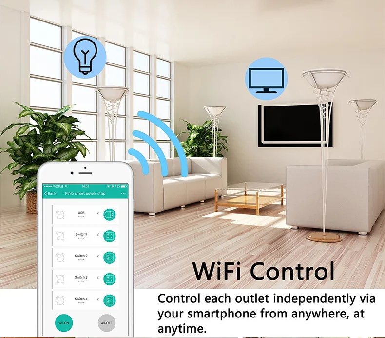 США Великобритании и Европы Smart Plug удлинитель Wi-Fi контроль электрическая розетка сроки сетевой