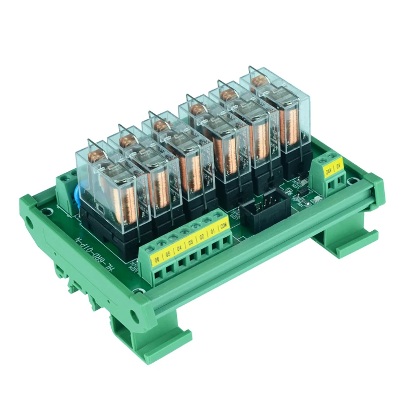 6 channels 16A Relay Module With Relay Mounting Bracket Driver Board Output Amplifier Board PLC Board Input 24V PNP