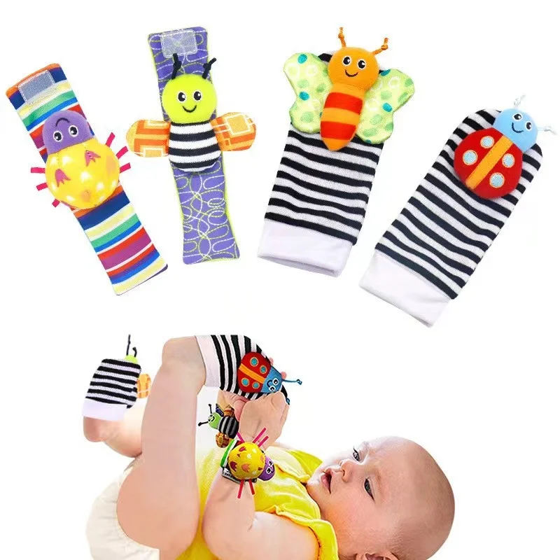 Parents Choose the Most Toys Band Baby Socks Teething 0~24 Months Infant Rattle Socks Wrist Band Baby Socks Toys