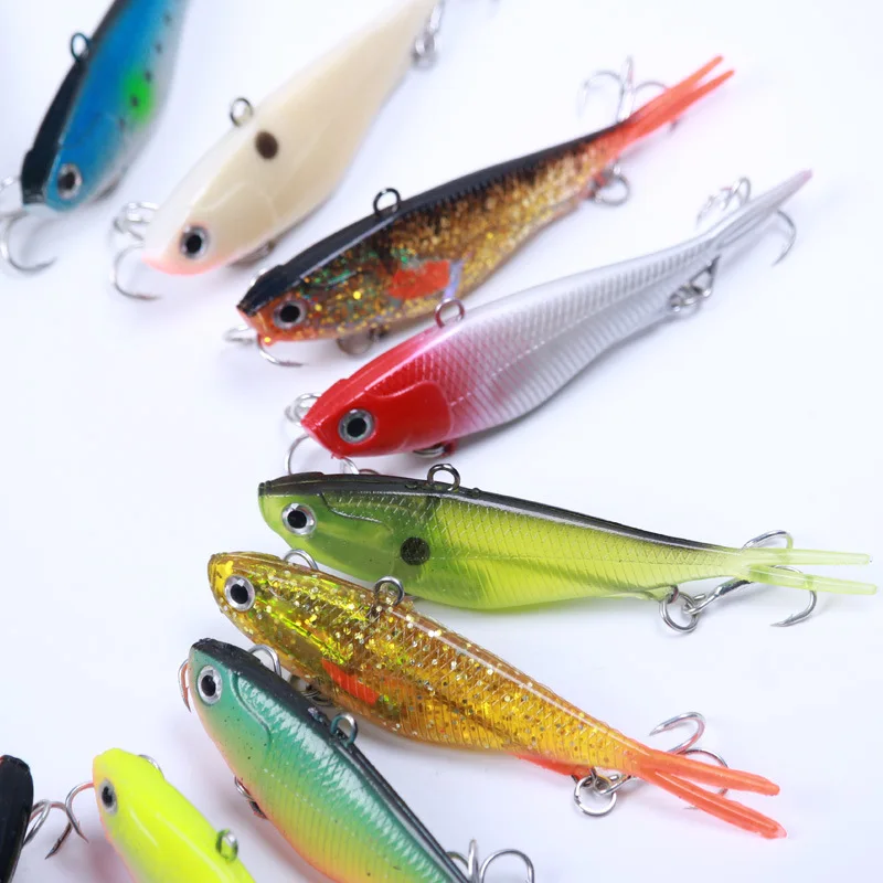 Wholesale 95Mm 20G Artificial Soft Lure With Vmc 3X Hooks Vibe Fishing Lure